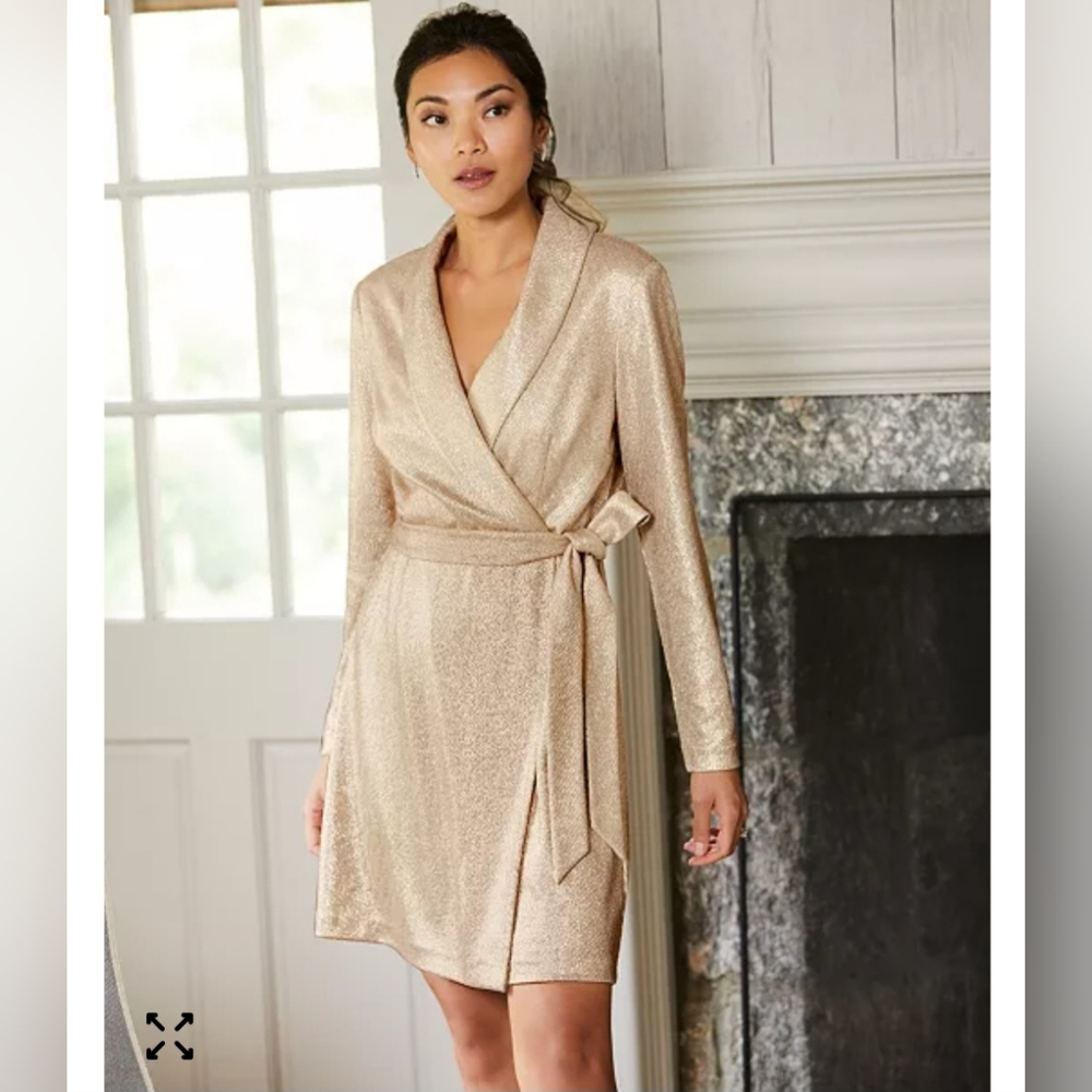 Adrianna Papell Women's Metallic-Knit Tuxedo Dress - Picture 1 of 8